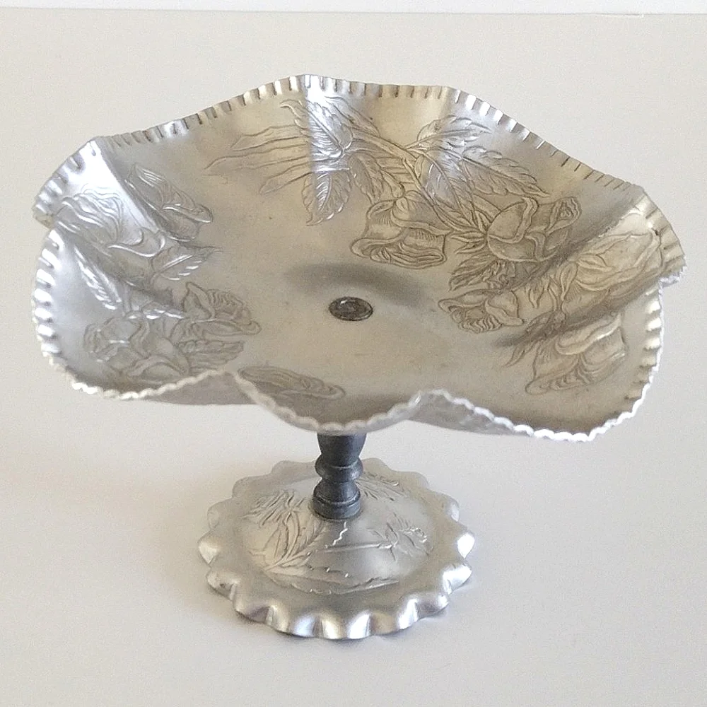 Hammered Aluminum Pedestal Compote